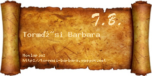 Tormási Barbara névjegykártya