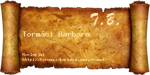 Tormási Barbara névjegykártya